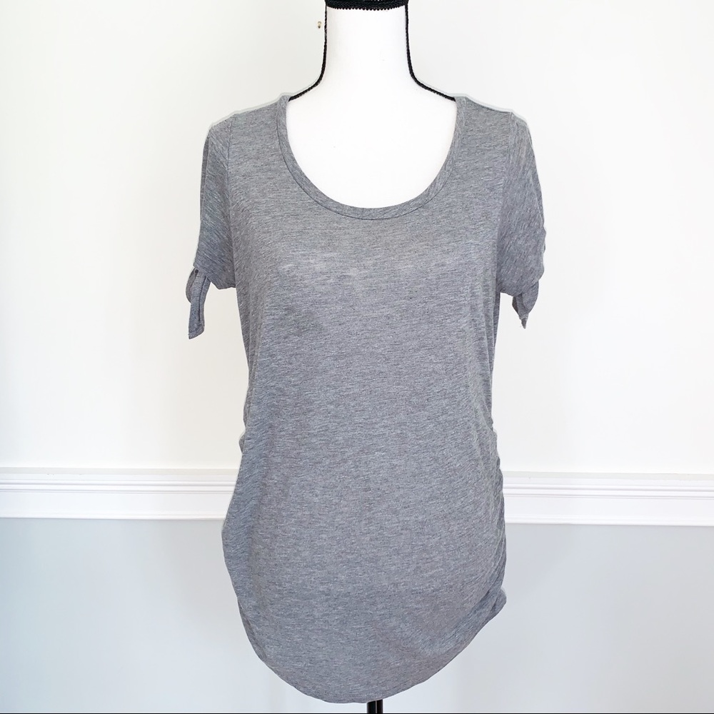 Motherhood Maternity Gray Knot Sleeve Shirt